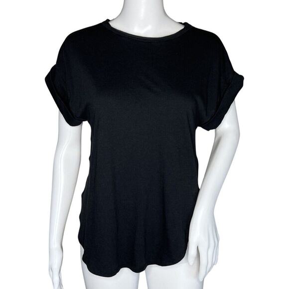 Satva Shirt Womens Small Black Open Back Athletic Top‎ Workout Yoga Athleisure - Picture 1 of 8